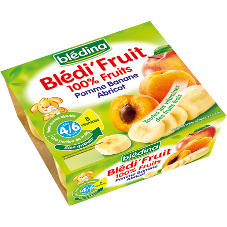 Bl�difruit Pomme banane abricot d�s 4 mois 4x100g