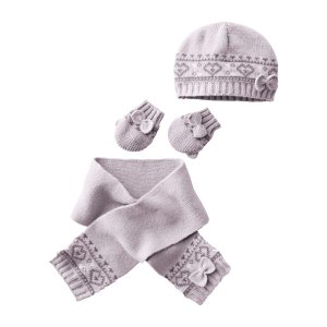 Ensemble bébé fille bonnet écharpe et moufles
