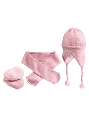 Ensemble bebe bonnet, echarpe, moufles vertbaudet