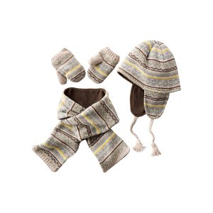 Ensemble bonnet écharpe moufles bébé garçon
