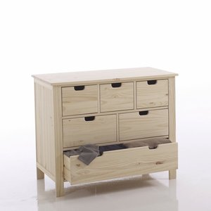 Commode 6 tiroirs pin massif Sacha