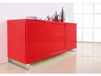 Buffet bas 4 portes rouge laqué style Chine CHN246