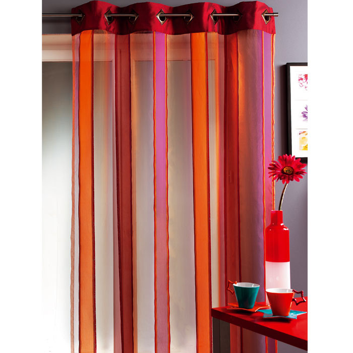 Rideau rayures organza a oeillets 140x260 mandarine - Acheter ce ... Rideau rayures organza a oeillets 140x260 mandarine - Acheter ce ...
