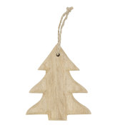 D�co sapin � suspendre en bois de manguier naturel h.12cm St Moritz