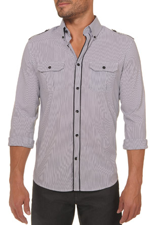 Chemise slim, coton stretch, � rayures Anthracite Celio 