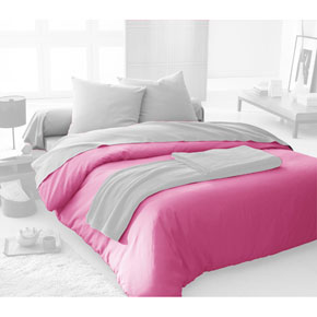 Housse de couette coton 57 fils rose (existe en 8 coloris)