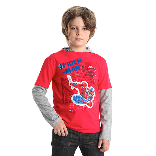 tee-shirt effet double manches 'spiderman'